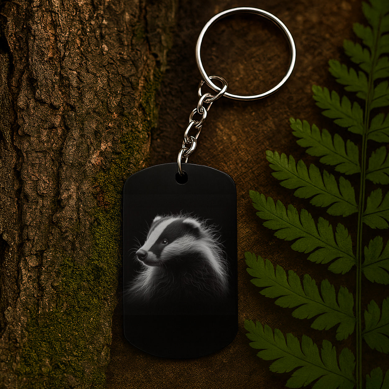 Badger 03 - Engraved Aluminium Keyring