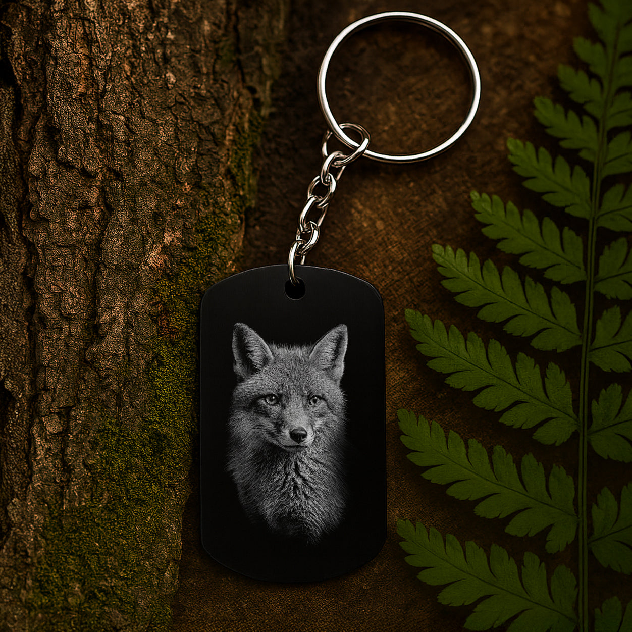 Fox 02 - Engraved Aluminium Keyring