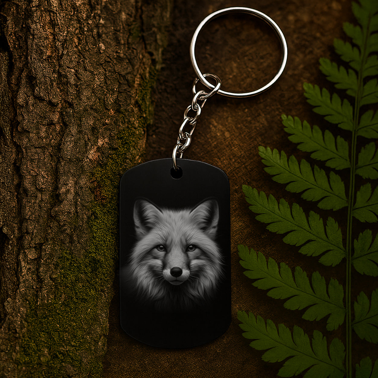 Fox 04 - Engraved Aluminium Keyring