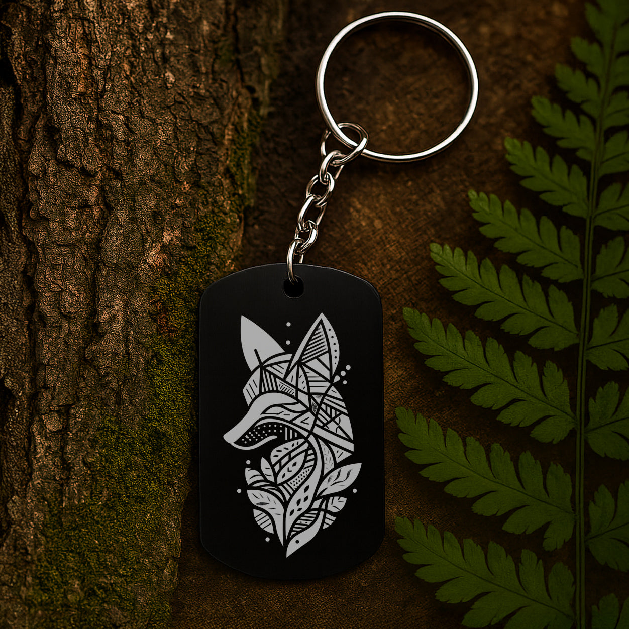 Fox 08 - Engraved Aluminium Keyring