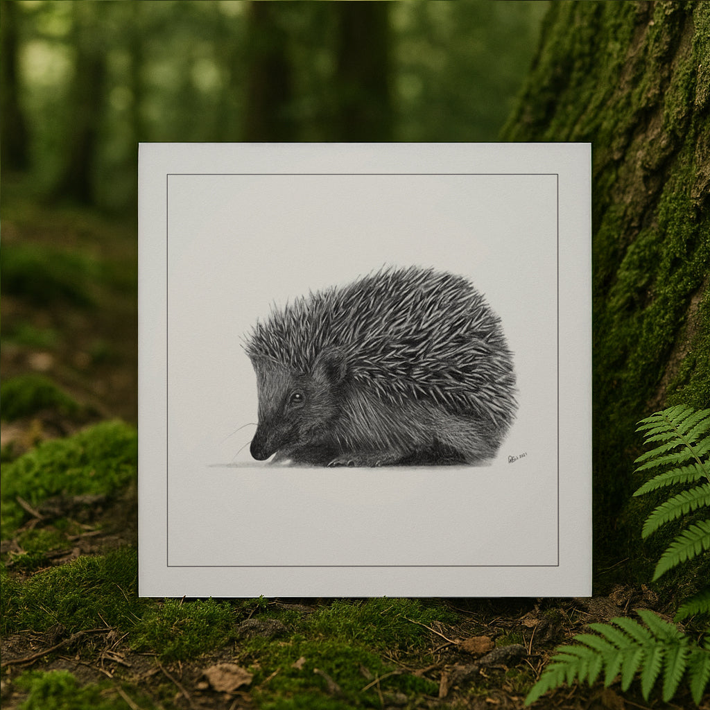 Hedgehog in Stillness | 300mm Square Print