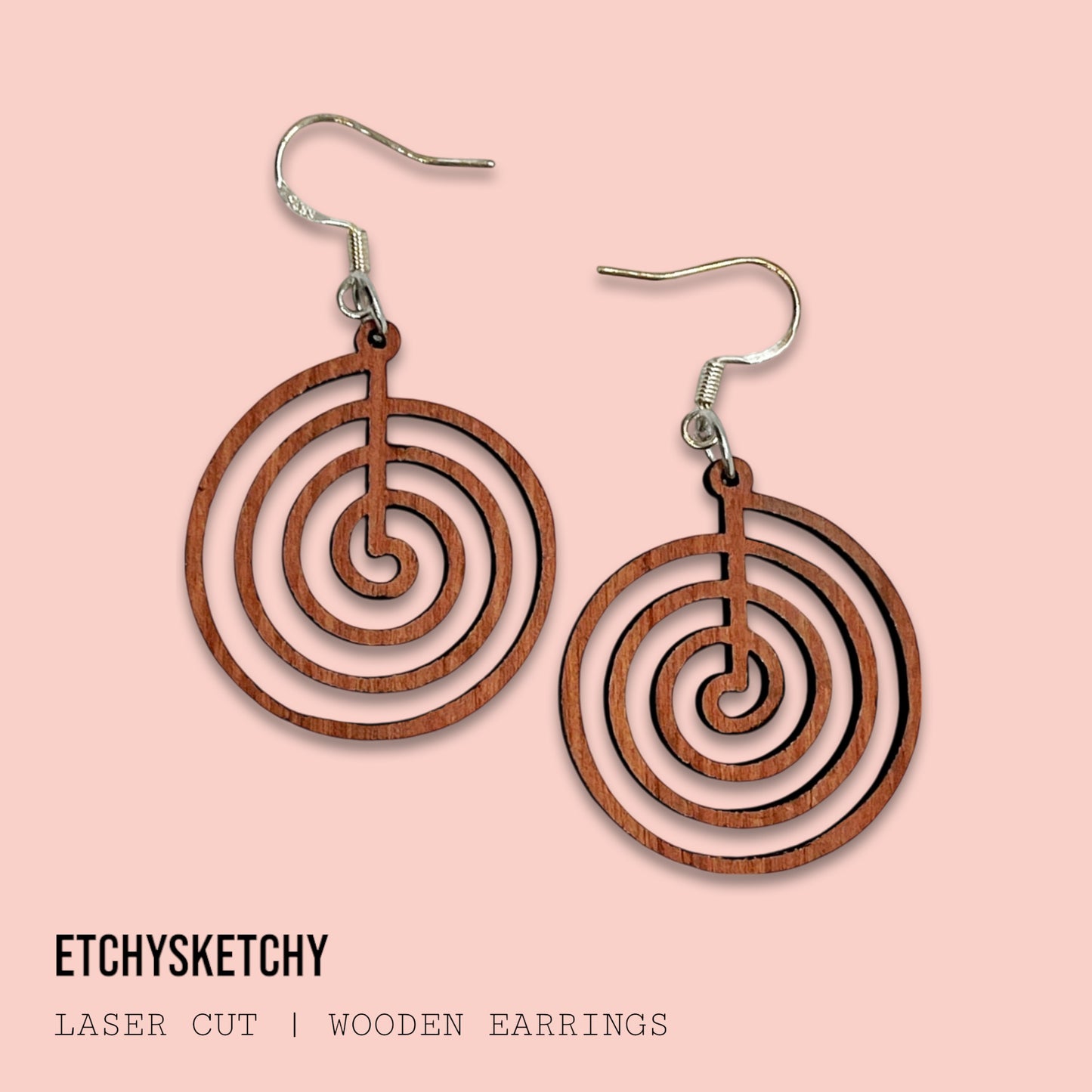 Earrings - Wooden - Spiral