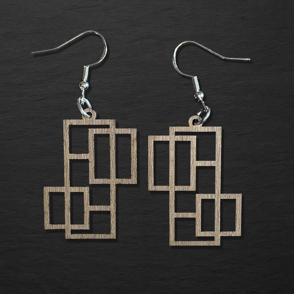 Walnut Wood Earrings – Oblong GEO 003