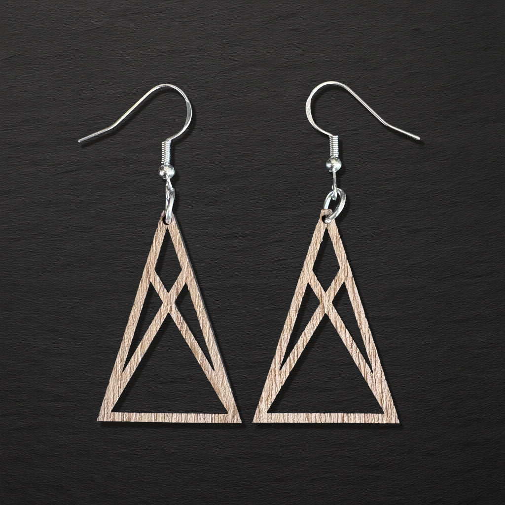 Walnut Wood Earrings – Triangle - GEO 002