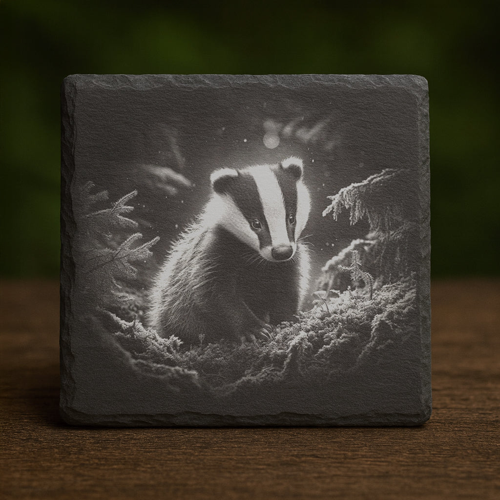 Slate Coaster - Badger Cub 001