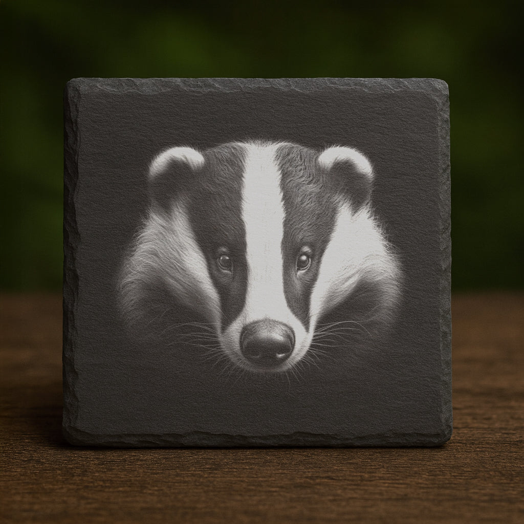 Slate Coaster - Badger 004