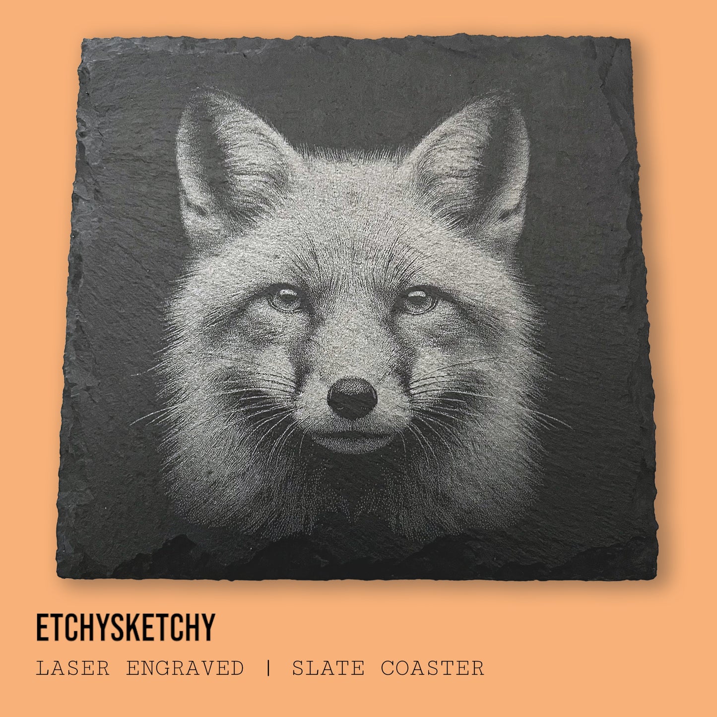 Elegant Fox Slate Coaster – Nature-Inspired Design