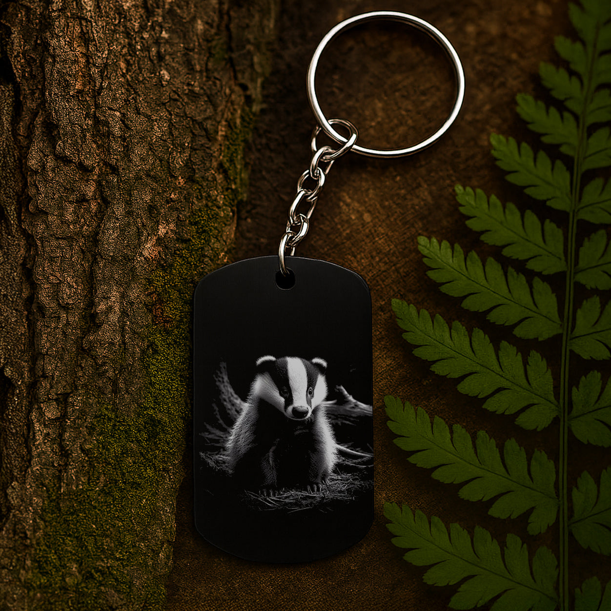 Badger 01 - Engraved Aluminium Keyring