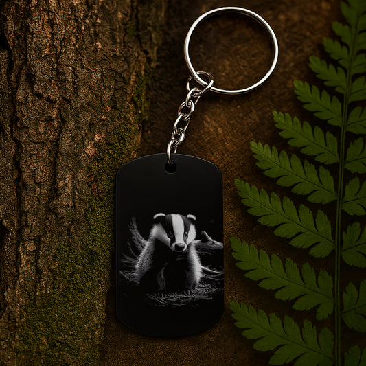 Badger 01 - Engraved Aluminium Keyring