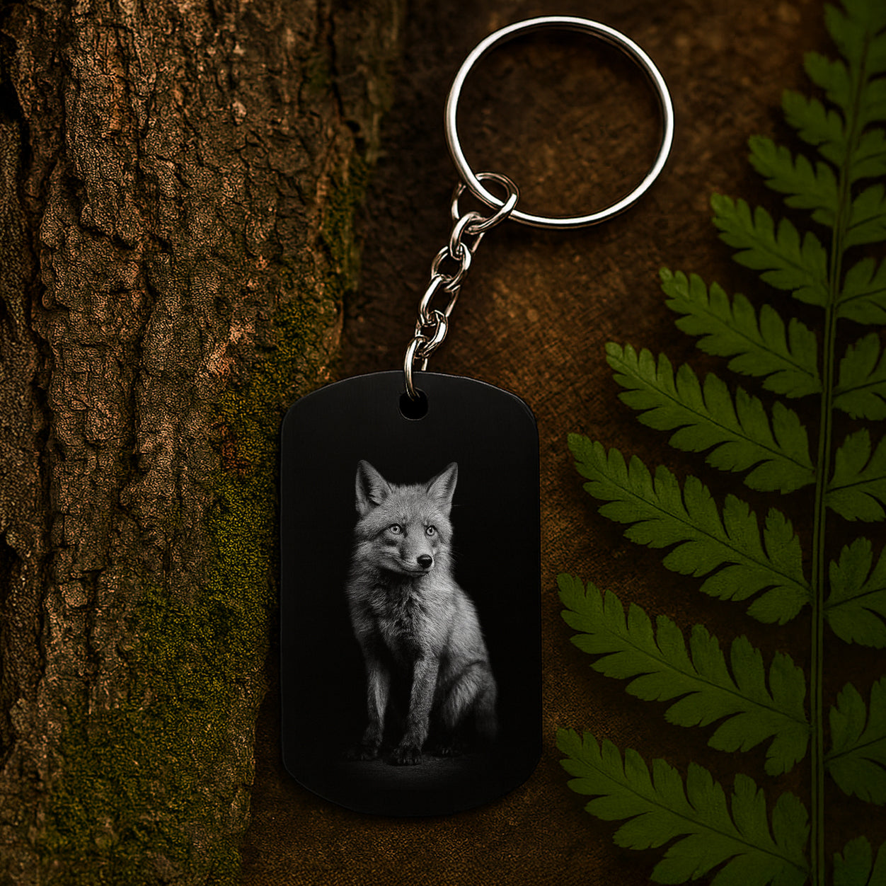 Fox 01 - Engraved Aluminium Keyring