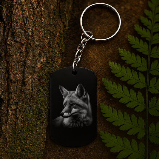 Fox 03 - Engraved Aluminium Keyring
