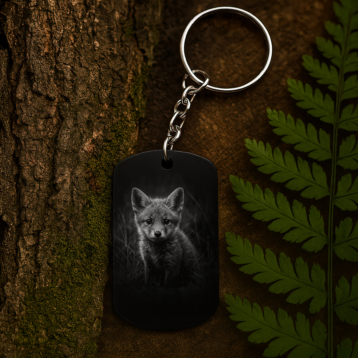 Fox 07 - Engraved Aluminium Keyring