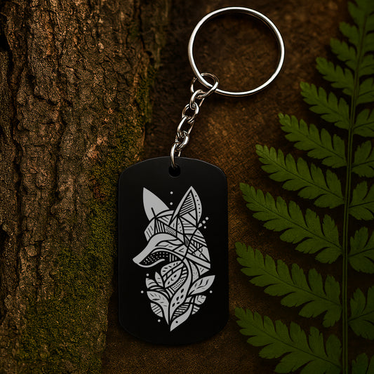 Fox 08 - Engraved Aluminium Keyring