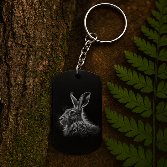 Hare 01 - Engraved Aluminium Keyring