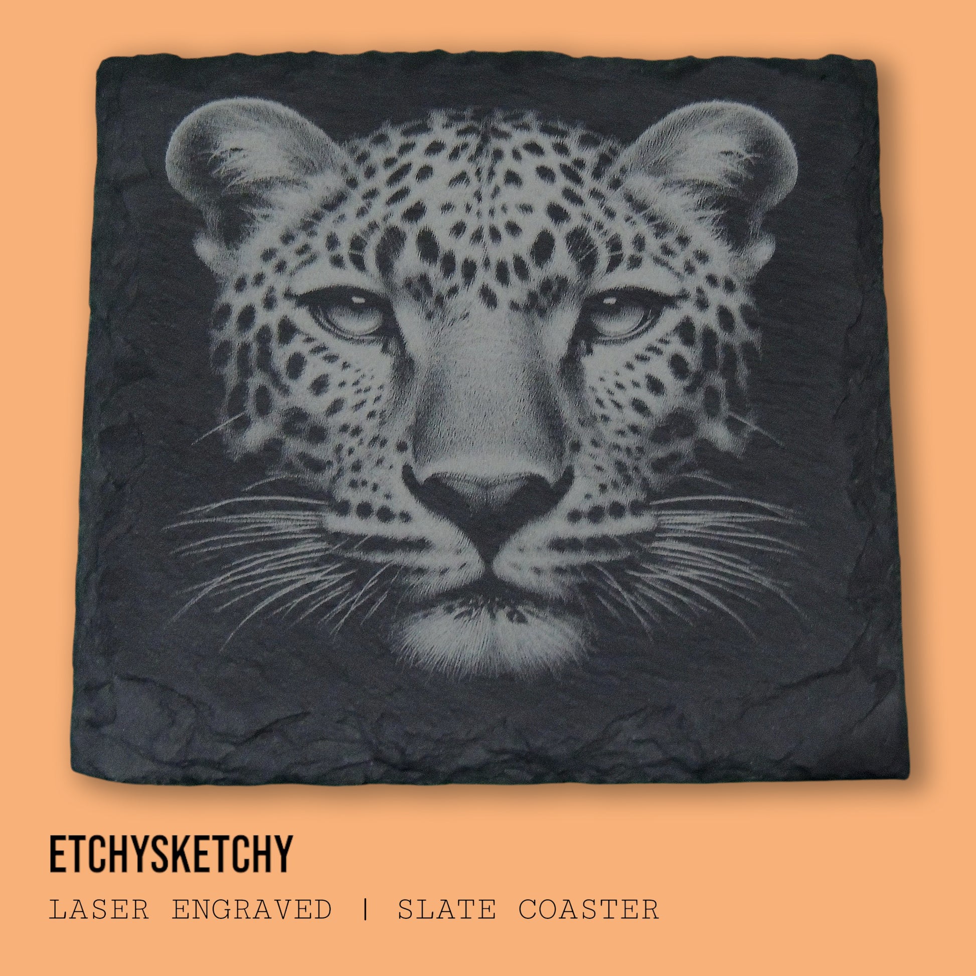 Intricate laser engraving of a sleek, spotted leopard capturing its wild beauty and stealth.