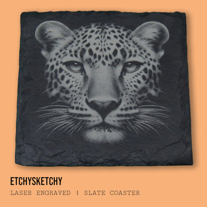 Intricate laser engraving of a sleek, spotted leopard capturing its wild beauty and stealth.