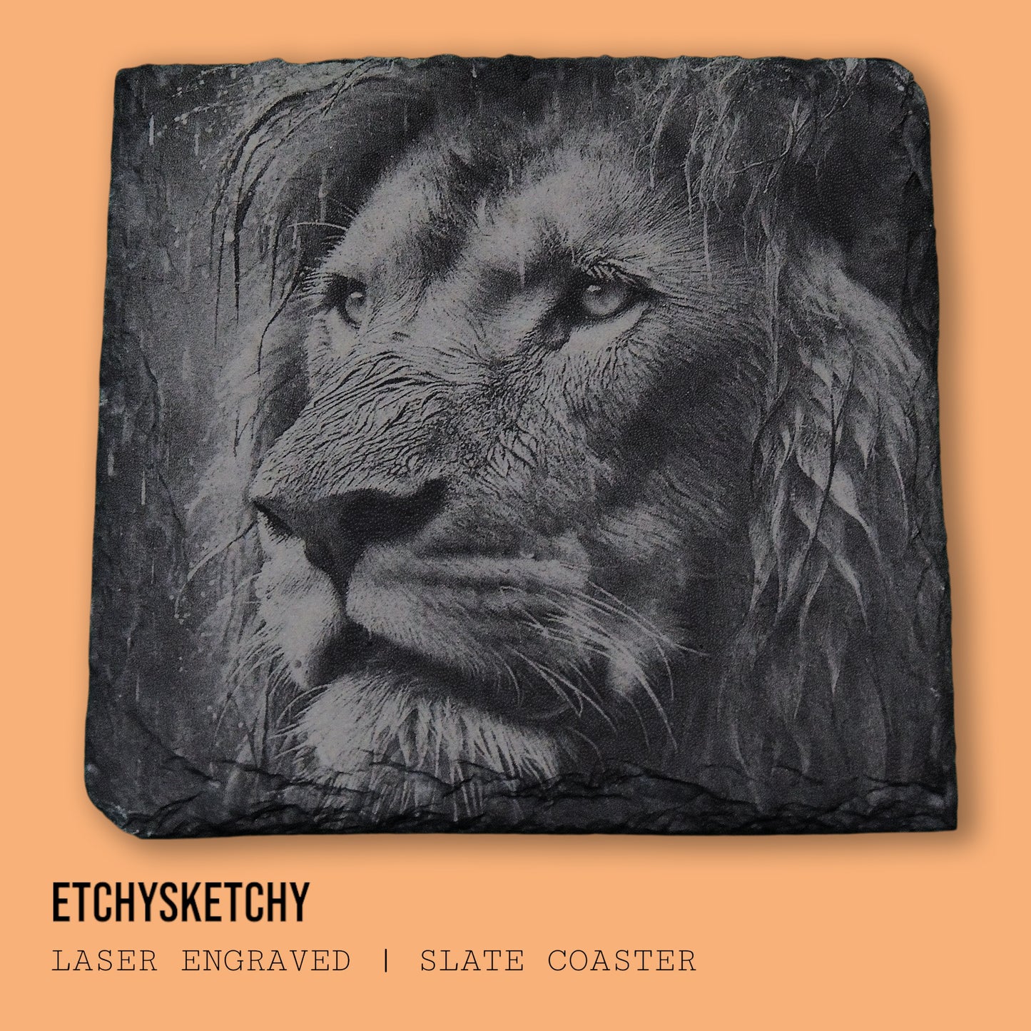 Laser-engraved lion design, embodying the power and regal presence of the king of the jungle