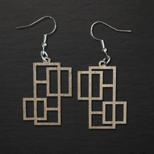 Walnut Wood Earrings – Oblong GEO 003
