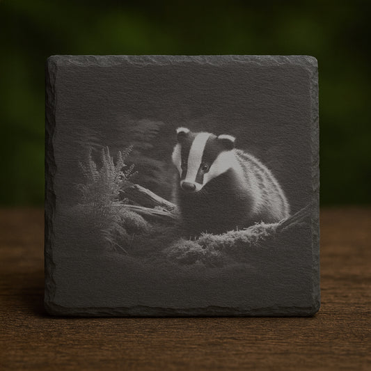 Slate Coaster -  Badger Cub 002