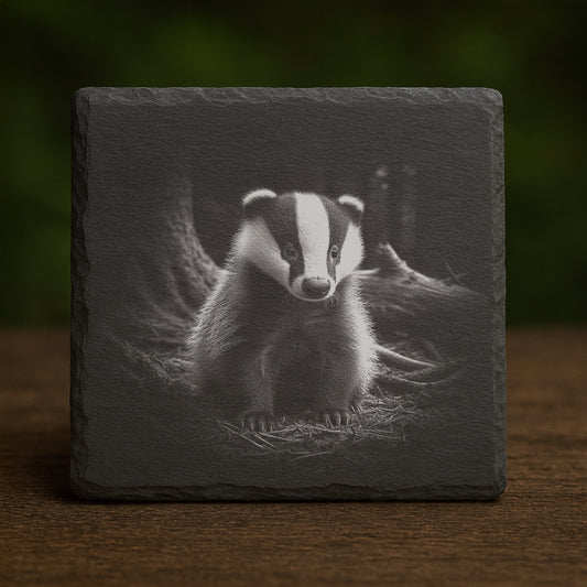 Slate Coaster -  Badger Cub 003