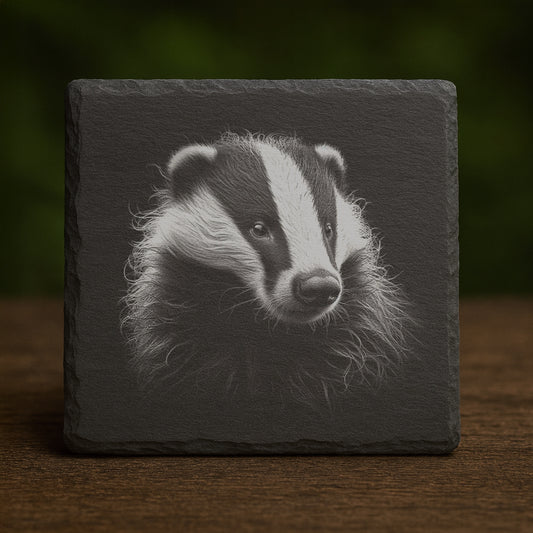 Slate Coaster -  Badger 002