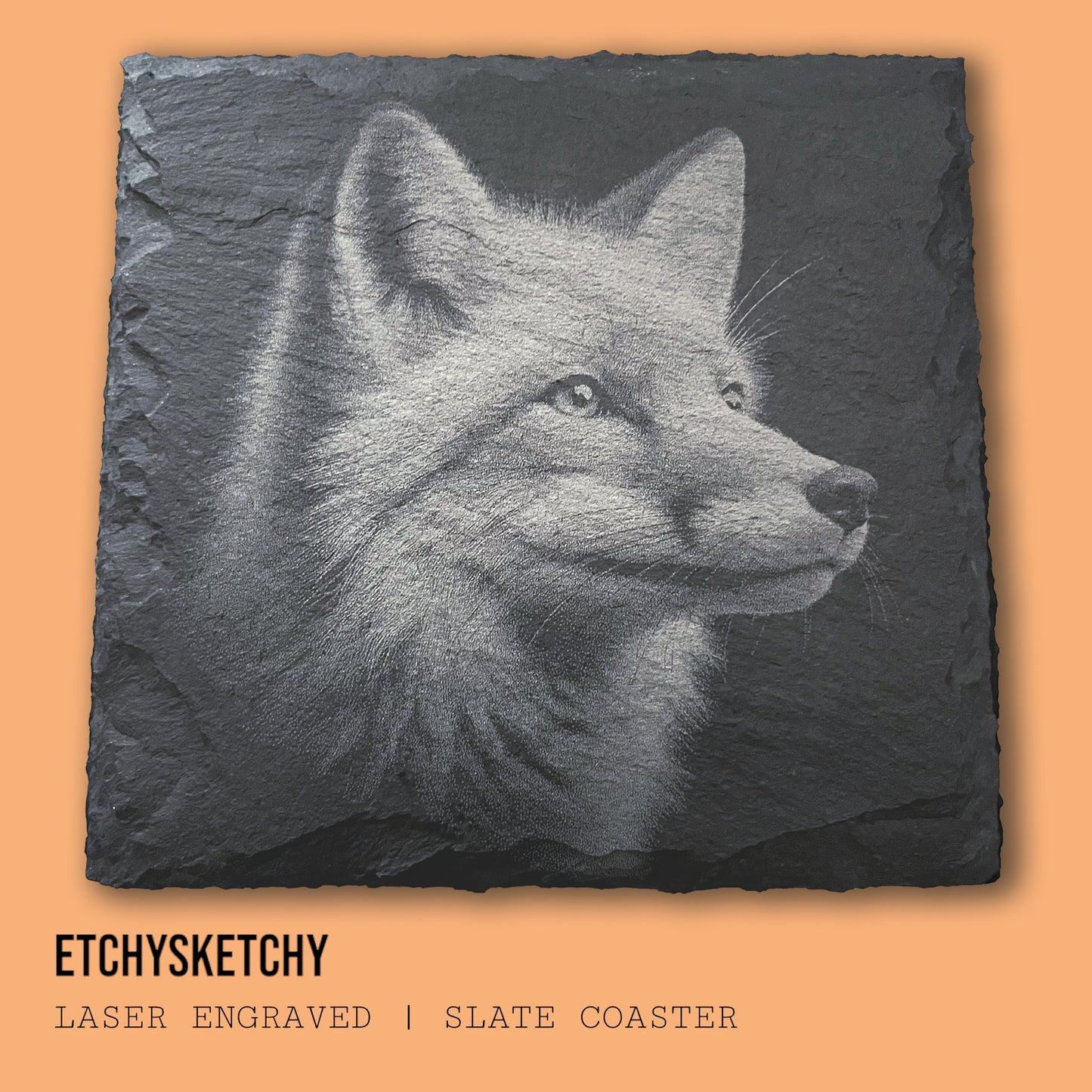 Elegant Fox Slate Coaster – Nature-Inspired Design