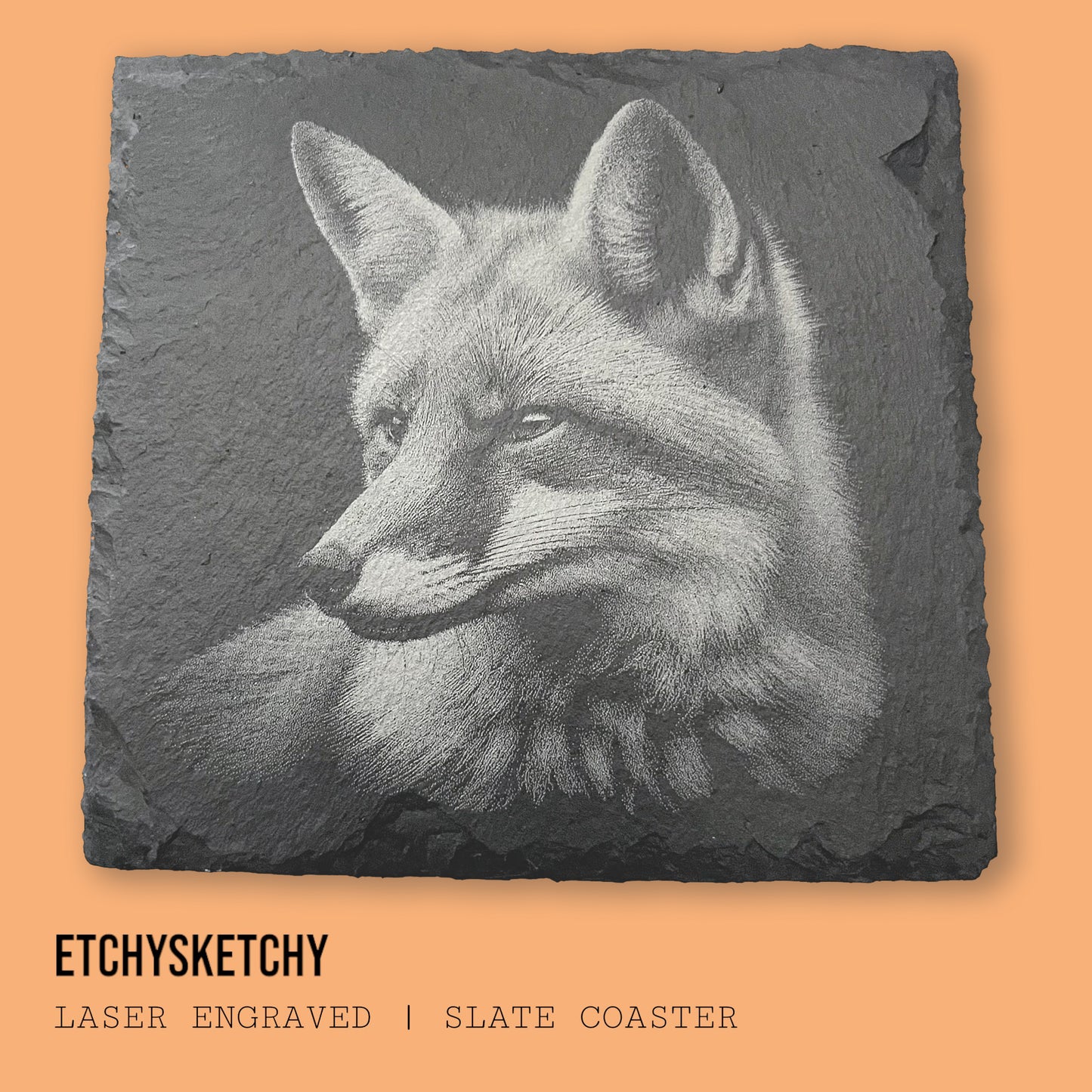 Elegant Fox Slate Coaster – Nature-Inspired Design