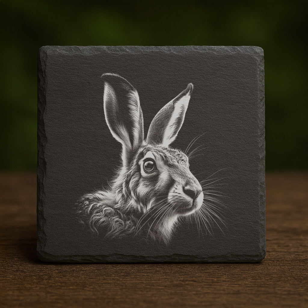 Slate Coaster - Hare 01