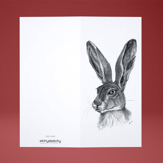 Hare Greetings Card DL (210mm x 99mm) - blank inside